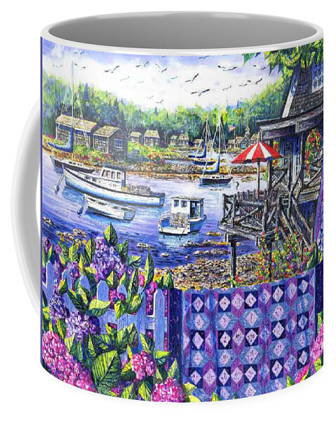 Harbor Coffee Mug featuring the painting Harbor View by Diane Phalen