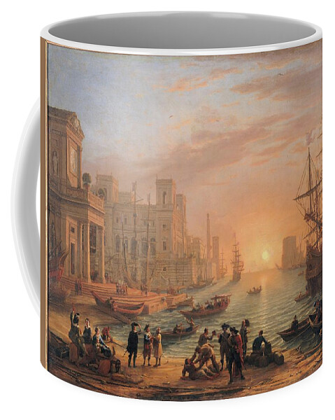 Italy Coffee Mug featuring the painting Harbour Scene at Sunset by MotionAge Designs