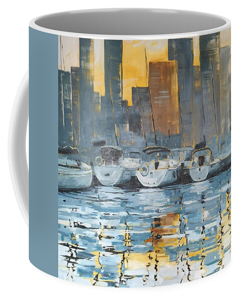 Harbour Coffee Mug featuring the painting Harbour by Sheila Romard