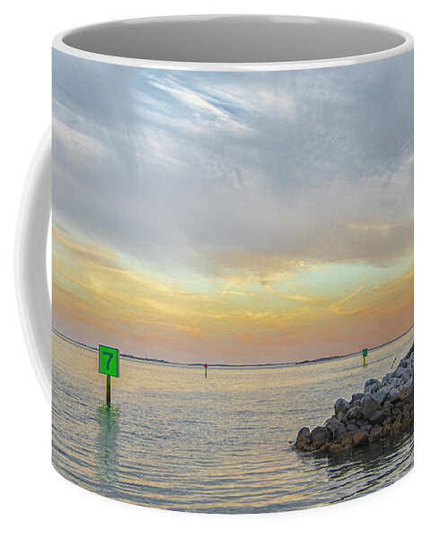 Harkers Island Coffee Mug featuring the photograph Harkers Island Sunset Over Core Sound by Bob Decker