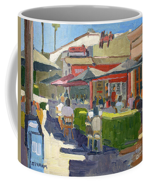 Harry's Coffee Shop Coffee Mug featuring the painting Harry's Coffee Shop - La Jolla, San Diego, California by Paul Strahm