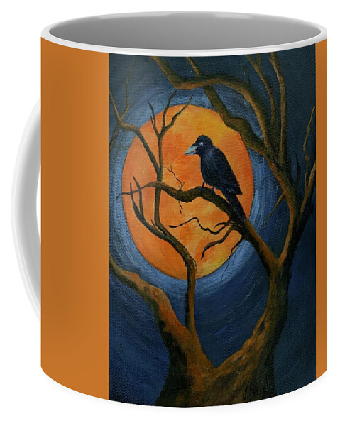 Raven Coffee Mug featuring the painting Harvest Moon by Jane Ricker
