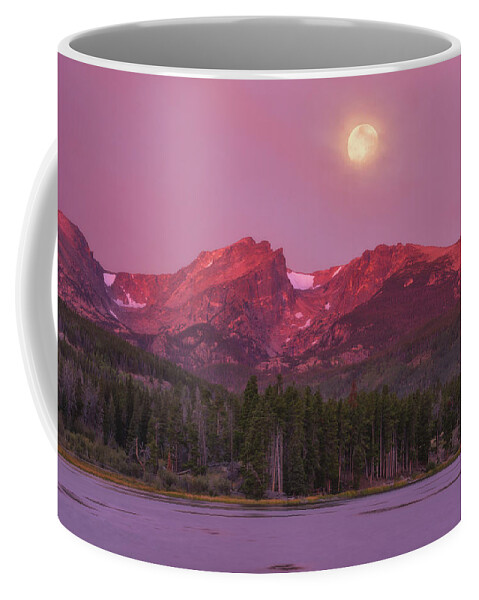Moon Coffee Mug featuring the photograph Harvest Moon Over Hallett Peak by Darren White