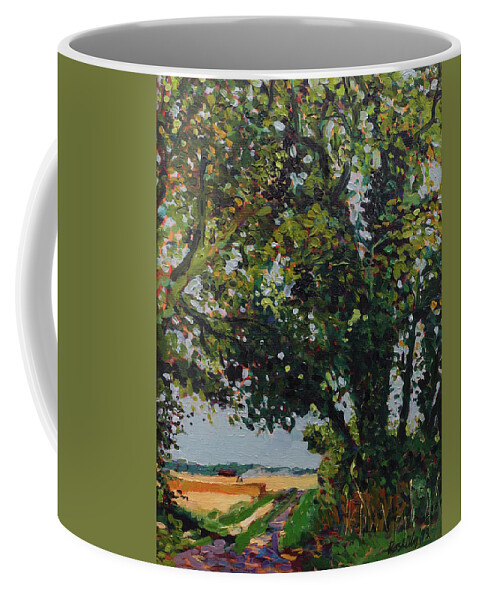 Hertfordshire Coffee Mug featuring the painting Harvest by Peregrine Roskilly