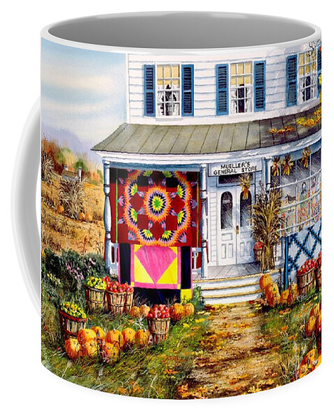 Country Store Coffee Mug featuring the painting Harvest Quilts by Diane Phalen