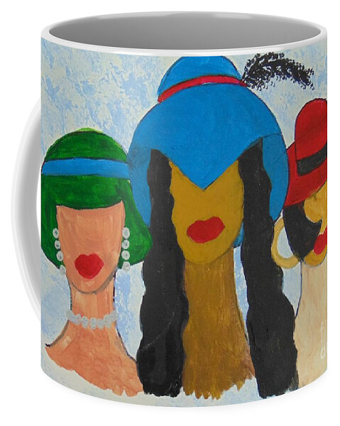 Women Coffee Mug featuring the painting Hats by Saundra Johnson