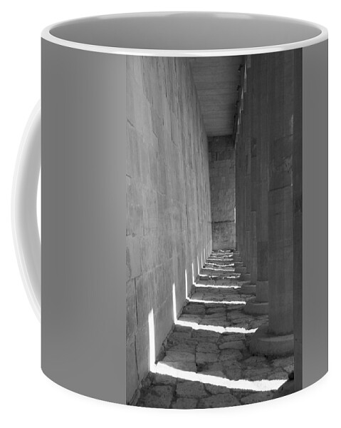 Architecture Coffee Mug featuring the mixed media Hatshepsut's Temple by Moira Law