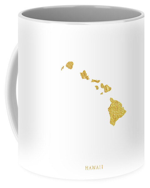 Hawaii Coffee Mug featuring the digital art Hawaii Gold Map #51 by Michael Tompsett