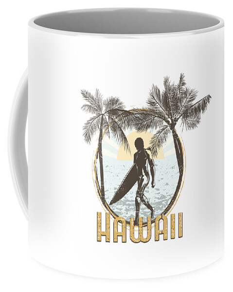Beach Coffee Mug featuring the digital art Hawaii Surfer on Beach by Jacob Zelazny