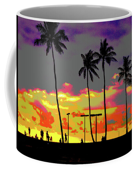 Hawaii Coffee Mug featuring the digital art Hawaiian Silhouettes Enhanced by David Desautel