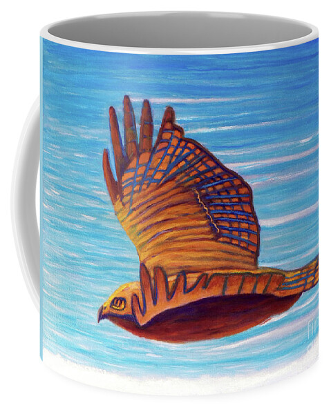 Hawk Coffee Mug featuring the painting Hawk Speed by Brian Commerford