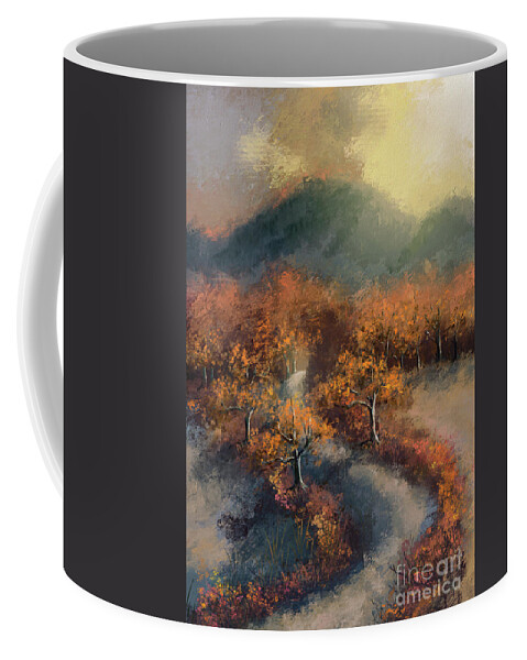 Autumn Coffee Mug featuring the digital art Hazy Autumnal Eve by Lois Bryan