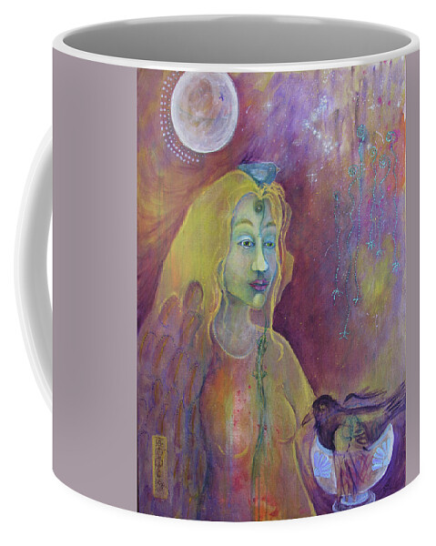 Healing Coffee Mug featuring the painting Healing Power of a Peaceful Heart by Feather Redfox
