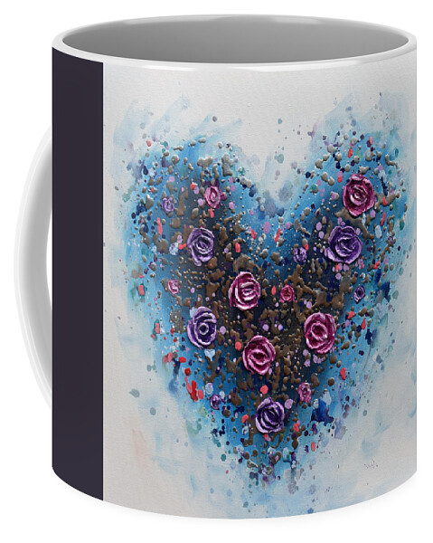 Heart Coffee Mug featuring the painting Heart of Roses by Amanda Dagg