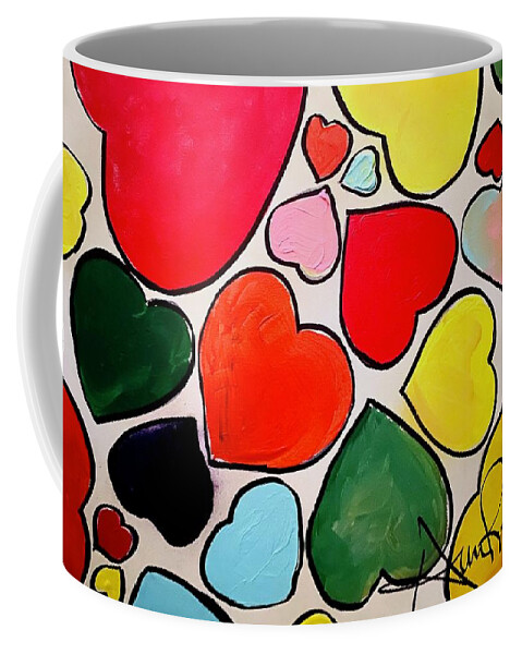  Coffee Mug featuring the painting Hearts by Angie ONeal