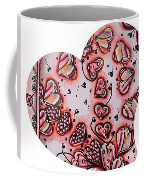 Hearts Coffee Mug featuring the mixed media Hearts by Brenna Woods