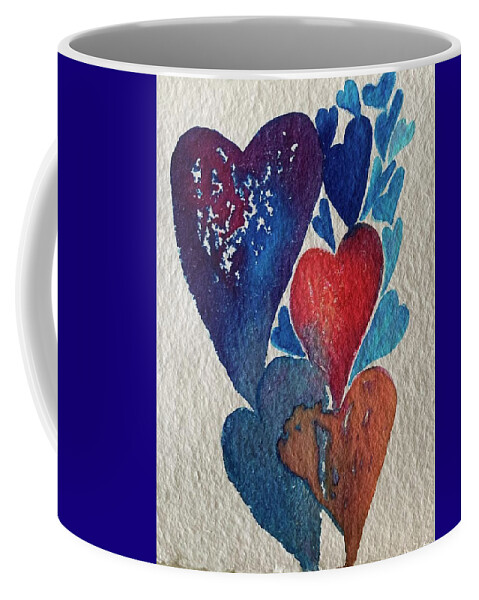 Vibrant Coffee Mug featuring the painting Hearts Bubbling by Sandy Rakowitz