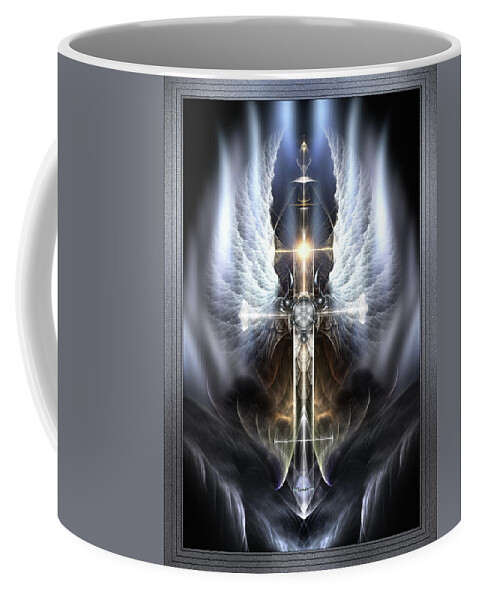 Heaven Coffee Mug featuring the digital art Heavenly Angel Wings Cross by Rolando Burbon