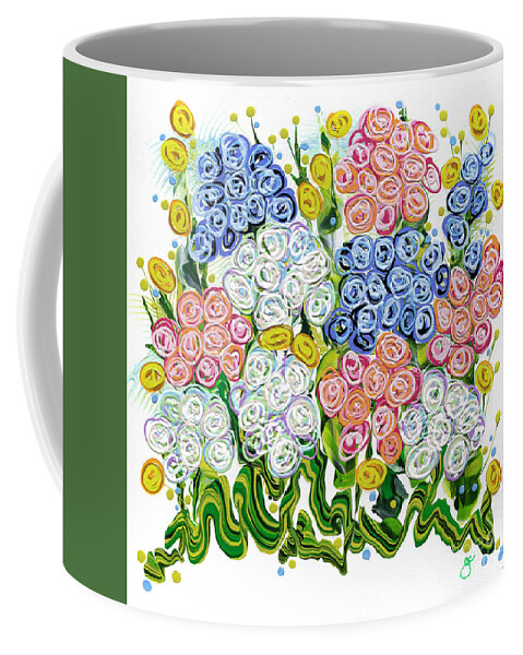 Abstract Flowers Coffee Mug featuring the painting Southern Hydrangeas by Jane Crabtree