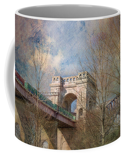 Hell Gate Bridge Coffee Mug featuring the photograph Hell Gate Bridge in Pastels by Cate Franklyn
