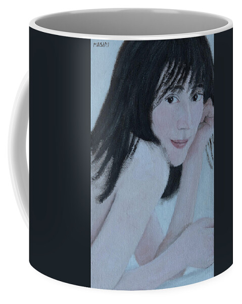 Nude Coffee Mug featuring the painting Hello by Masami IIDA