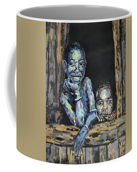  Coffee Mug featuring the painting Hello Stranger by Ronnie Moyo