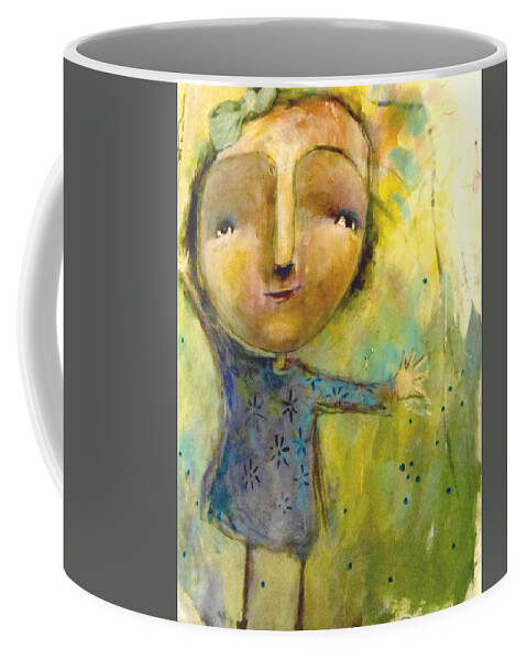  Girl Coffee Mug featuring the mixed media Hello World by Eleatta Diver