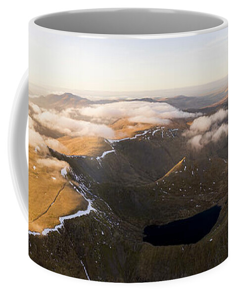 Panorama Coffee Mug featuring the photograph Helvellyn and Striding Edge Aerial Lake District by Sonny Ryse