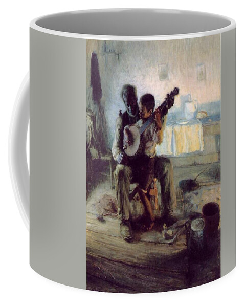  Coffee Mug featuring the painting Henry Ossawa Tanner - The Banjo Lesson by Les Classics
