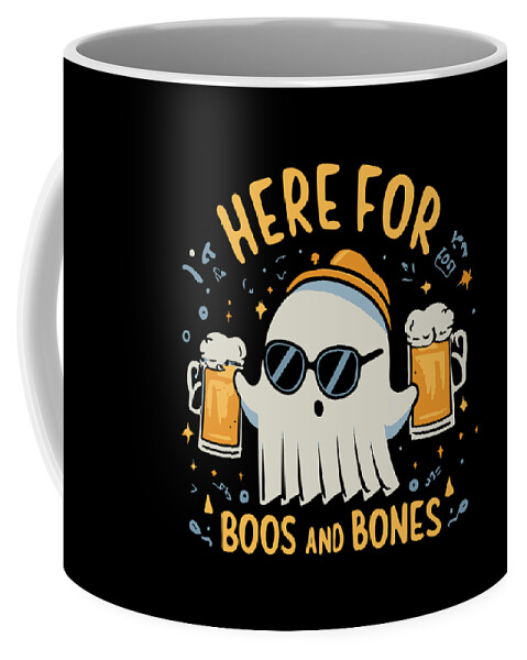 Halloween Coffee Mug featuring the digital art Here For Boos and Bones Halloween by Flippin Sweet Gear