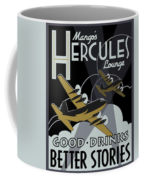 C-130 Hercules Coffee Mug featuring the digital art Herk Deco - Mango Edition by Michael Brooks