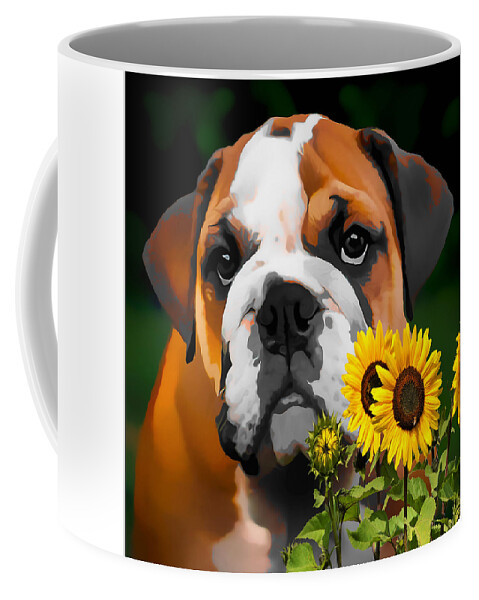 French Bulldog Coffee Mug featuring the mixed media Hey Bulldog by Marvin Blaine