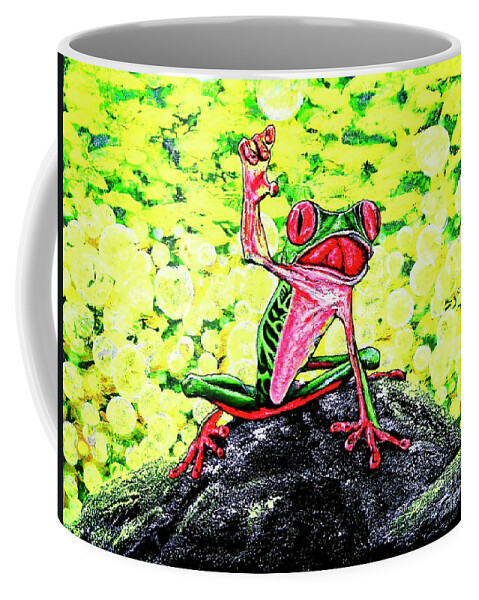 Frog Coffee Mug featuring the painting Hey people by Viktor Lazarev
