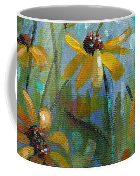 Flower Coffee Mug featuring the painting Hey Susans - Black Eyed Susan painting by Annie Troe