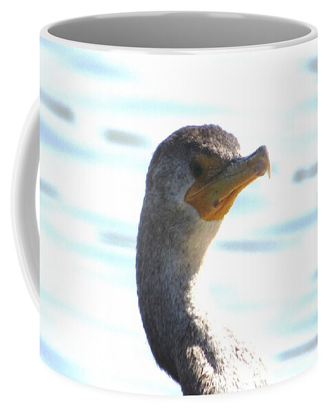 #loon #young #floatingdock #gulfcoast #earlymorning #earlyspring #shrimp #breakfast Coffee Mug featuring the photograph Hey There I'm A Handsome Loon by Belinda Lee