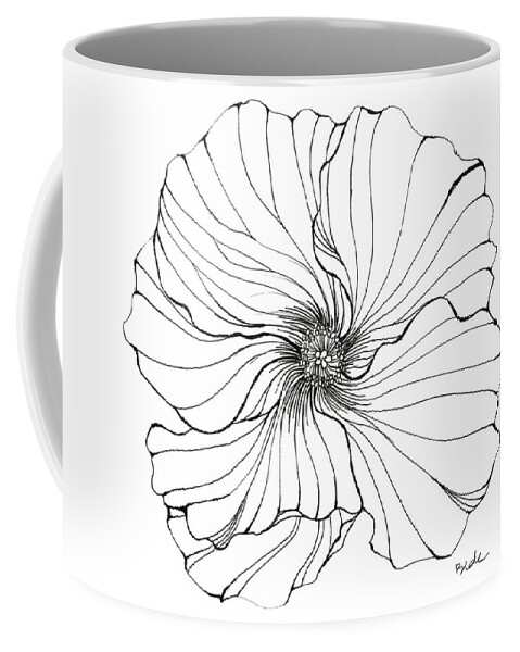 Hibiscus Pen Drawing Black White Vellum Kauai Hawaii Coffee Mug featuring the drawing Hibiscus by Catherine Bede