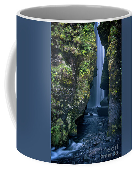 Iceland Coffee Mug featuring the photograph Hidden waterfall in Iceland by Delphimages Photo Creations