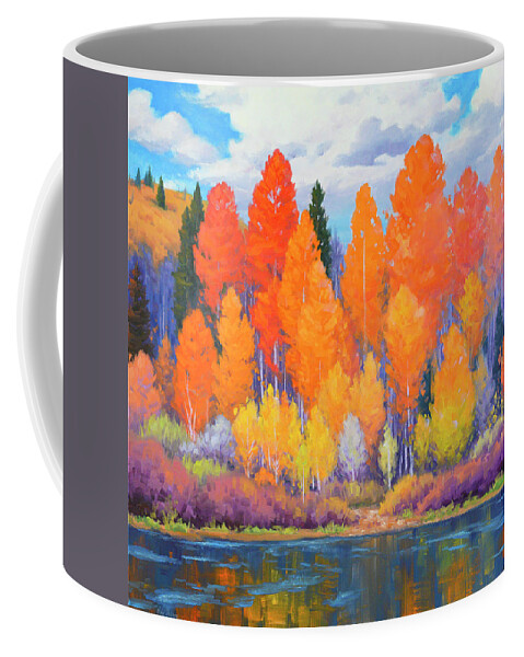 Aspen Trees Coffee Mug featuring the painting High Country Color by Cody DeLong