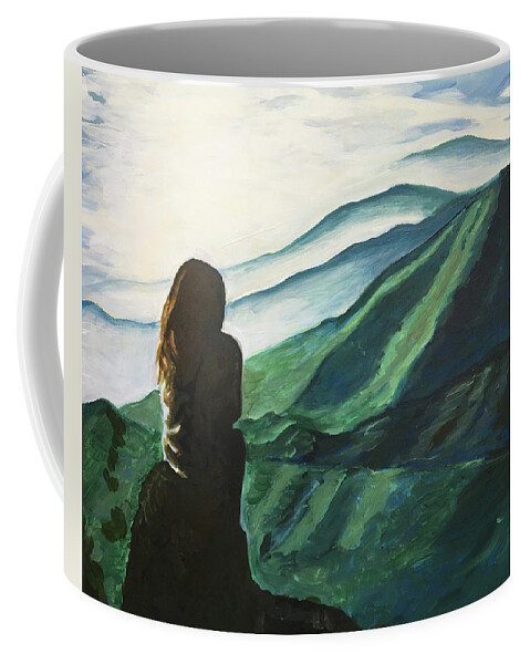 Mountains Coffee Mug featuring the painting High Rock by Pamela Schwartz