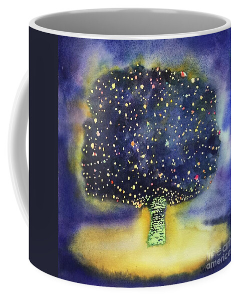 Highland Park Coffee Mug featuring the painting Highland Park Tree Lighting by Liana Yarckin