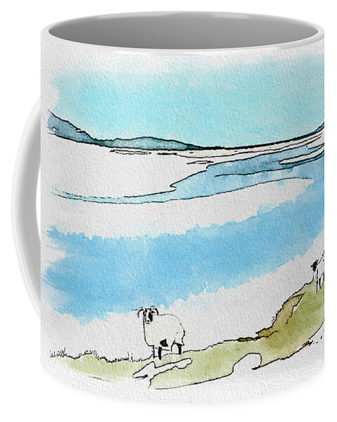 Scottish Coffee Mug featuring the digital art Highland Sheep by John Mckenzie