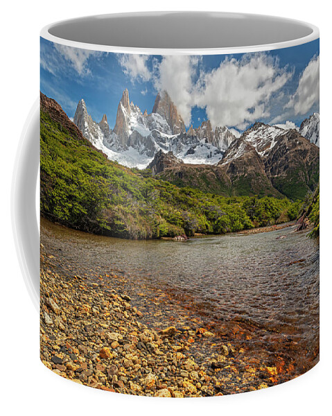 Andes Coffee Mug featuring the photograph Hiking Fitz Roy national park by Henri Leduc