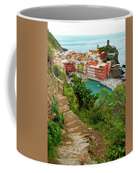 Hiking Coffee Mug featuring the photograph Hiking the Cinque Terre - Vernazza, Italy by Denise Strahm
