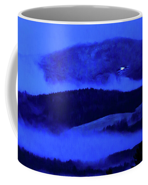 Hills Coffee Mug featuring the photograph Hills and Fog Blue Hour by Tim Kirchoff