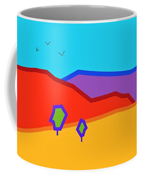 Hills Coffee Mug featuring the digital art Hills and crags by Fatline Graphic Art