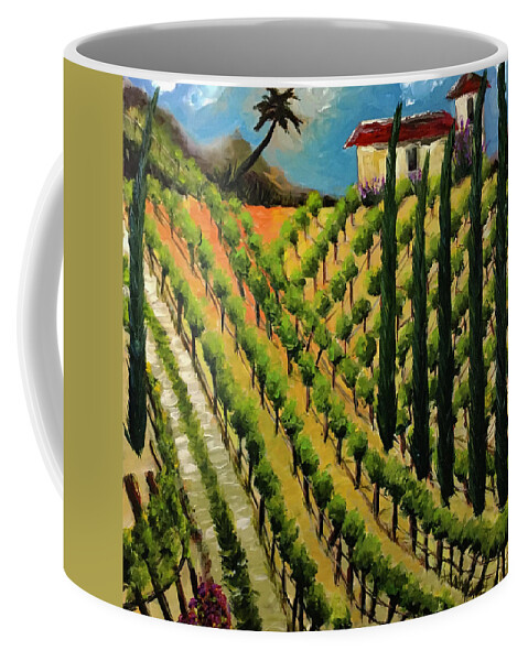 Temecula Coffee Mug featuring the painting Hillside Vines Temecula by Roxy Rich