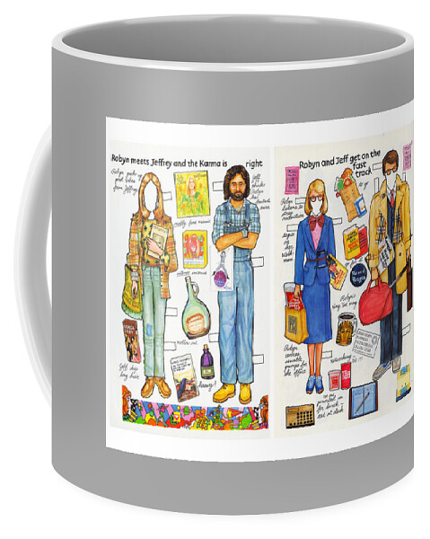 1960s Coffee Mug featuring the mixed media Hippies to Yuppies by Sally Edelstein