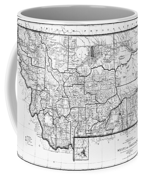Montana Coffee Mug featuring the photograph Historical Map State of Montana 1897 Black and White by Carol Japp