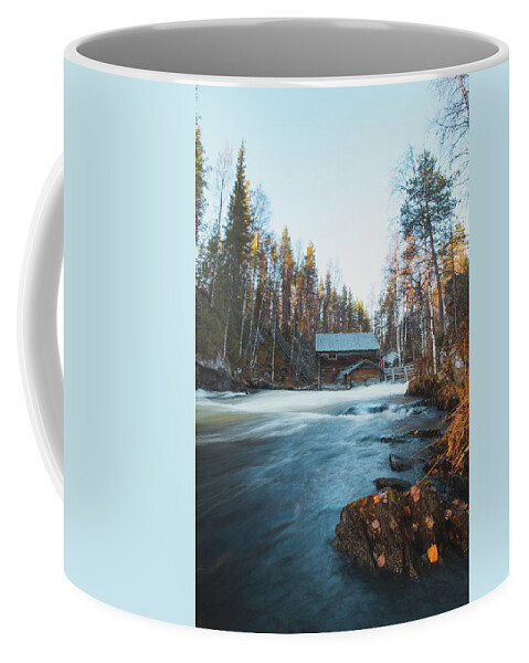 Grist Mill Coffee Mug featuring the photograph Historical wooden mill in the autumn season by Vaclav Sonnek