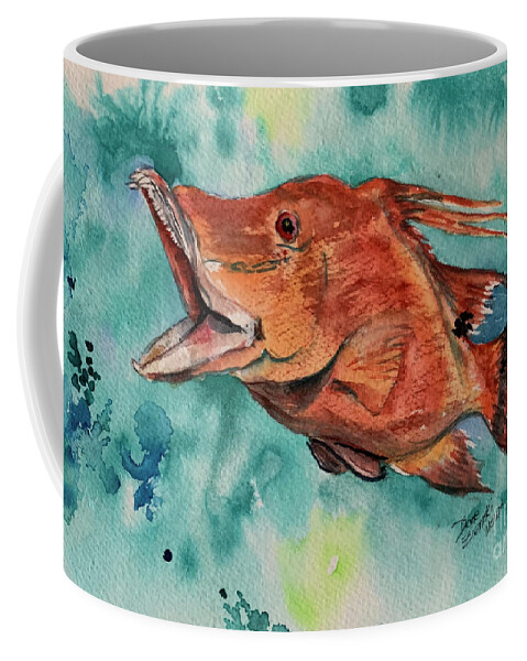 Fish Coffee Mug featuring the painting Hog fish by Diane Ziemski